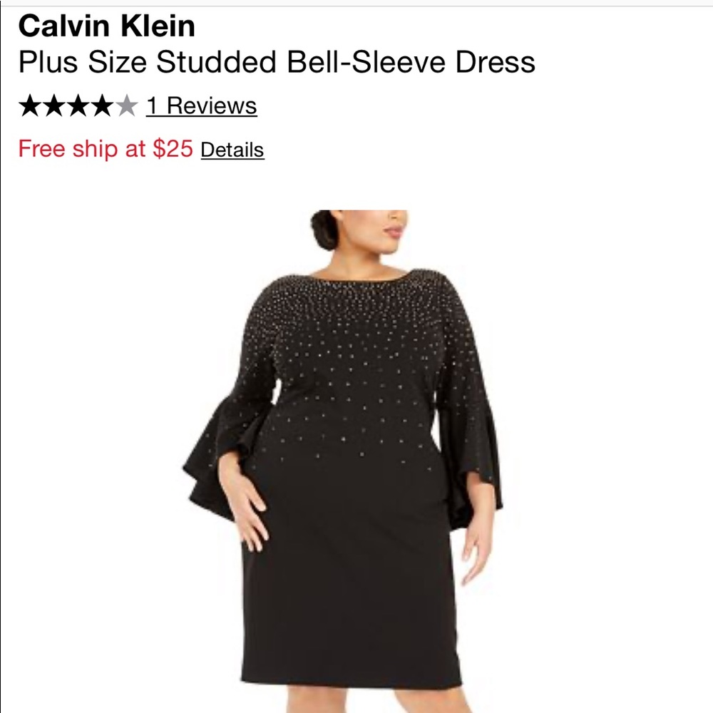 Calvin Klein Studded Bell Sleeve Dress